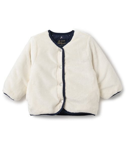 petit main（プティマイン）の「リバーシブルボアジャケット（ノーカラージャケット・キッズ・アイボリー/ライトピンク/ネイビー・80ｃｍ/90cm/100cm/110cm/120cm/130cm）」の16枚目の写真