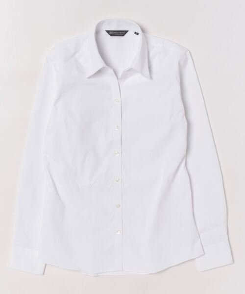 TOKYO SHIRTS（トウキョウシャツ）の「透け防止 形態安定ノーアイロン スキッパー 長袖ビジネスワイシャツ 白無地（ビジネスシャツ・レディース・ホワイト・S/M/L/LL/XL）」の2枚目の写真