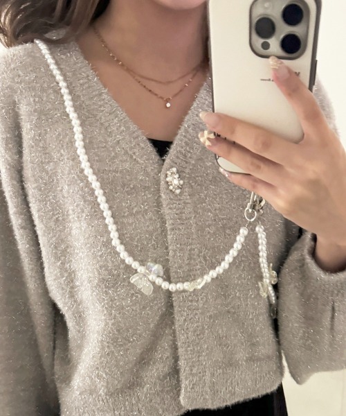 apres jour（アプレジュール）の「【apres jour×ARIAZ】リボンパールショルダースマホストラップ（スマホグッズ・レディース・ホワイト・FREE）」の2枚目の写真