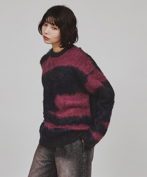 tk.TAKEO KIKUCHI（ティーケータケオキクチ）の「◆シャギーニットプルオーバー（ニット/セーター・レディース・ダークグリーン/ブラック系/ダークグリーン系/ブラック/オフホワイト/ワイン系1・66）」の6枚目の写真