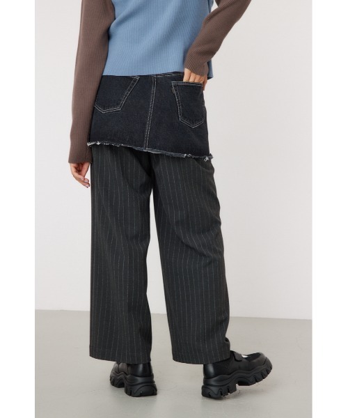 RODEO CROWNS WIDE BOWL（ロデオクラウンズワイドボウル）の「デニムスカート レイヤード スラックス（スラックス・レディース・グレー/ブラック・FREE）」の4枚目の写真