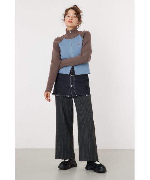 RODEO CROWNS WIDE BOWL（ロデオクラウンズワイドボウル）の「デニムスカート レイヤード スラックス（スラックス・レディース・グレー/ブラック・FREE）」の5枚目の写真