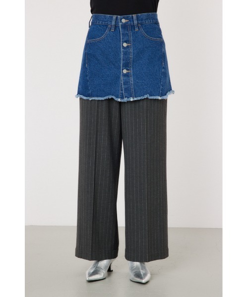 RODEO CROWNS WIDE BOWL（ロデオクラウンズワイドボウル）の「デニムスカート レイヤード スラックス（スラックス・レディース・グレー/ブラック・FREE）」の11枚目の写真