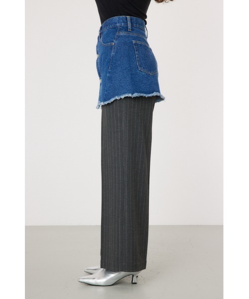 RODEO CROWNS WIDE BOWL（ロデオクラウンズワイドボウル）の「デニムスカート レイヤード スラックス（スラックス・レディース・グレー/ブラック・FREE）」の12枚目の写真