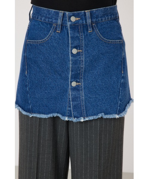 RODEO CROWNS WIDE BOWL（ロデオクラウンズワイドボウル）の「デニムスカート レイヤード スラックス（スラックス・レディース・グレー/ブラック・FREE）」の14枚目の写真