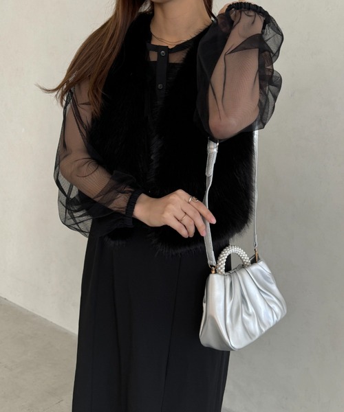 MYMOOD.（マイムード）の「パールPUギャザーコンパクトパーティーバッグ（ハンドバッグ・レディース・シルバー/ブラック/ゴールド/ホワイト/アイボリー・FREE）」の20枚目の写真