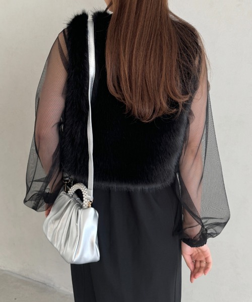 MYMOOD.（マイムード）の「パールPUギャザーコンパクトパーティーバッグ（ハンドバッグ・レディース・シルバー/ブラック/ゴールド/ホワイト/アイボリー・FREE）」の21枚目の写真