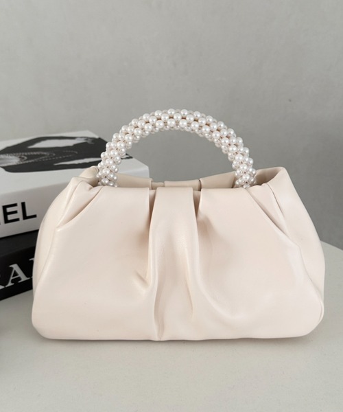 MYMOOD.（マイムード）の「パールPUギャザーコンパクトパーティーバッグ（ハンドバッグ・レディース・シルバー/ブラック/ゴールド/ホワイト/アイボリー・FREE）」の6枚目の写真