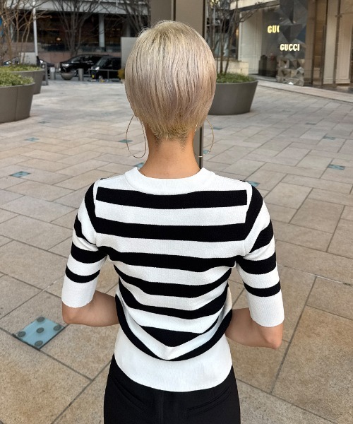 JENNE（ジェンヌ）の「カーディガン風サマーボーダーニット（ニット/セーター・レディース・グリーン/ブラック・SMALL/MEDIUM/LARGE）」の8枚目の写真