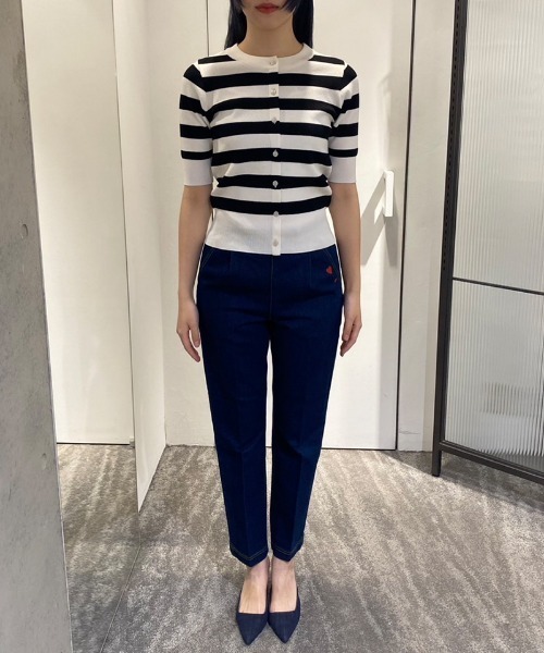 JENNE（ジェンヌ）の「カーディガン風サマーボーダーニット（ニット/セーター・レディース・グリーン/ブラック・SMALL/MEDIUM/LARGE）」の11枚目の写真