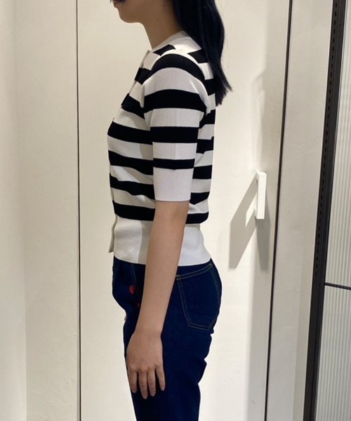 JENNE（ジェンヌ）の「カーディガン風サマーボーダーニット（ニット/セーター・レディース・グリーン/ブラック・SMALL/MEDIUM/LARGE）」の13枚目の写真