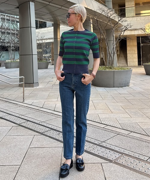 JENNE（ジェンヌ）の「カーディガン風サマーボーダーニット（ニット/セーター・レディース・グリーン/ブラック・SMALL/MEDIUM/LARGE）」の18枚目の写真