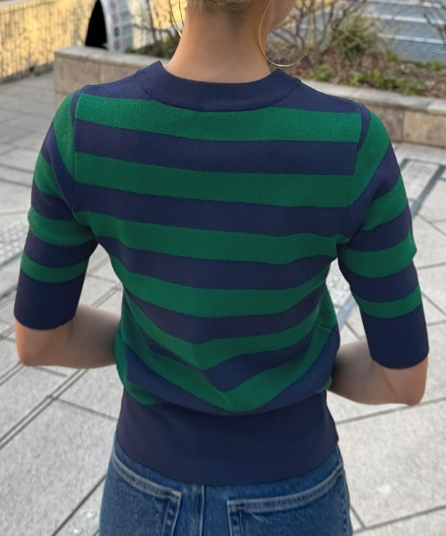 JENNE（ジェンヌ）の「カーディガン風サマーボーダーニット（ニット/セーター・レディース・グリーン/ブラック・SMALL/MEDIUM/LARGE）」の20枚目の写真