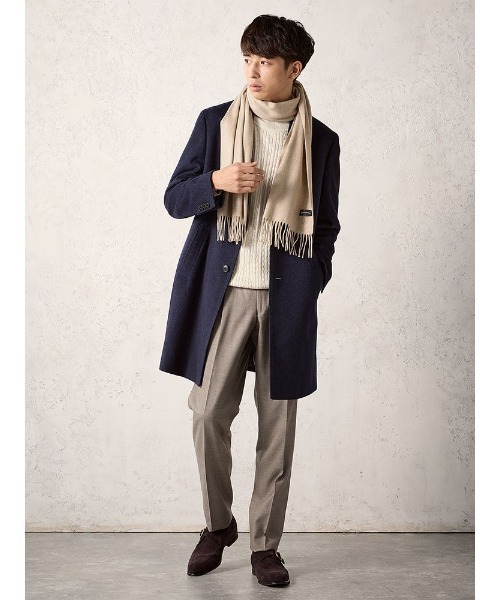 Perfect Suit FActory(パーフェクトスーツファクトリー)の「インポート【V.FRASS(ヴィフラース)】無地マフラー ブラック/グレー/ベージュ/ネイビー(マフラー・メンズ・ベージュ/ネイビー/ブラック/チャコールグレー・FREE)」の11枚目の写真