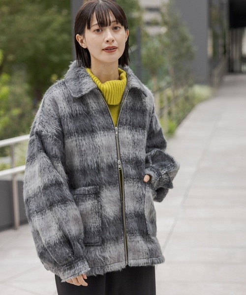 LAKOLE（ラコレ）の「シャギージップブルゾン / 128644（ブルゾン・レディース・ライトグレー/チェック・SMALL/MEDIUM）」の9枚目の写真