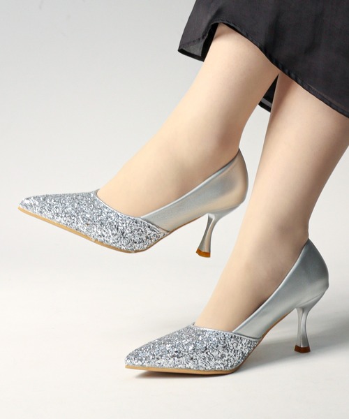 LibertyDoll(リバティードール)の「Liberty Doll / グリッター切替 ポインテッドトゥ 7.5cmルイヒール 美脚パンプス レディース オケージョン 結婚式 パーティー セレモニー (1209)(パンプス・レディース・ブラック/シルバー/ゴールド・S/M/L/LL/3L/SS)」の1枚目の写真