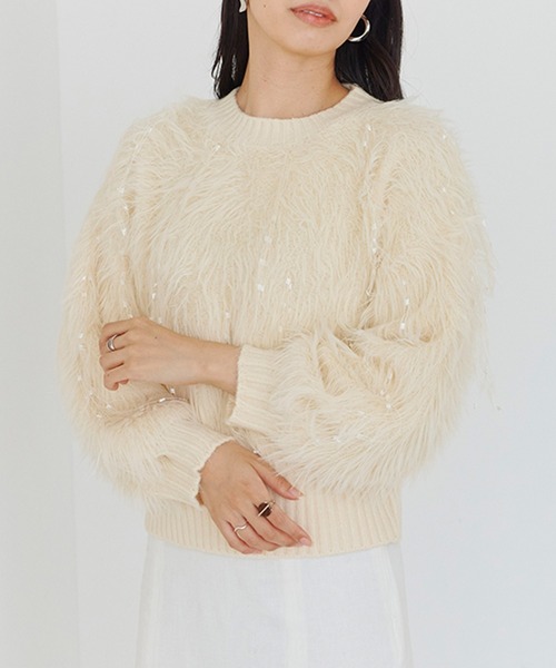 ニット セーター 「Fizz/フィズ」　レースミックスシャギーニット レディース Fizz/フィズ】 レースミックスシャギーニット（ニット/セーター