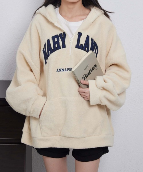 etretokyoベージュ ハーフジップ パーカー L ハーフジップパーカー – la citron