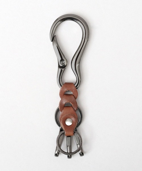 日本製 栃木レザー 編みベルト付き ダルマカラビナ キーホルダー