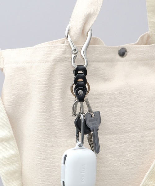 日本製 栃木レザー 編みベルト付き ダルマカラビナ キーホルダー