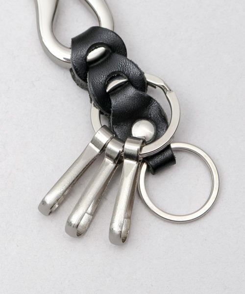 日本製 栃木レザー 編みベルト付き ダルマカラビナ キーホルダー