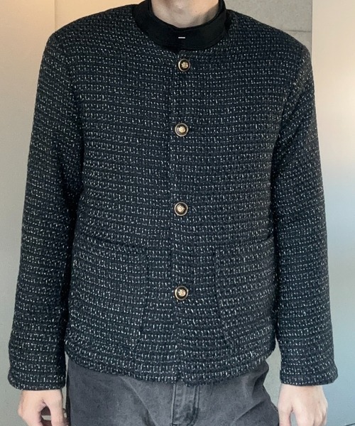 Otte(オッテ)の「ハイセンスツイードジャケット(ノーカラージャケット・メンズ・ブラック・LARGE/X-LARGE/MEDIUM)」の8枚目の写真