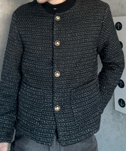 Otte(オッテ)の「ハイセンスツイードジャケット(ノーカラージャケット・メンズ・ブラック・LARGE/X-LARGE/MEDIUM)」の11枚目の写真