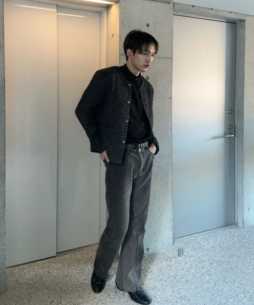 Otte(オッテ)の「ハイセンスツイードジャケット(ノーカラージャケット・メンズ・ブラック・LARGE/X-LARGE/MEDIUM)」の6枚目の写真