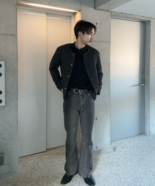 Otte(オッテ)の「ハイセンスツイードジャケット(ノーカラージャケット・メンズ・ブラック・LARGE/X-LARGE/MEDIUM)」の7枚目の写真