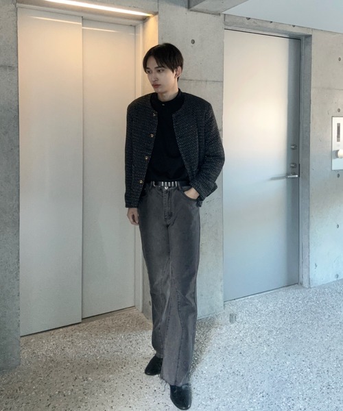 Otte(オッテ)の「ハイセンスツイードジャケット(ノーカラージャケット・メンズ・ブラック・LARGE/X-LARGE/MEDIUM)」の5枚目の写真