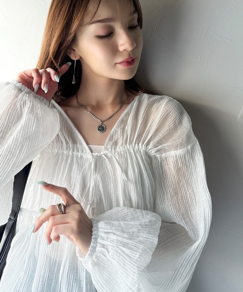 classicalelf(クラシカルエルフ)の「大人のふんわり涼しげスタイル。2wayドロストチュニック(ブラウス)(シャツ/ブラウス・レディース・ピンクベージュ/ブラック/ミント/オフホワイト・X-LARGE/SMALL/MEDIUM/LARGE)」の15枚目の写真
