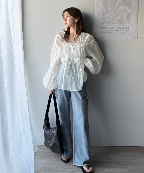 classicalelf(クラシカルエルフ)の「大人のふんわり涼しげスタイル。2wayドロストチュニック(ブラウス)(シャツ/ブラウス・レディース・ピンクベージュ/ブラック/ミント/オフホワイト・X-LARGE/SMALL/MEDIUM/LARGE)」の18枚目の写真