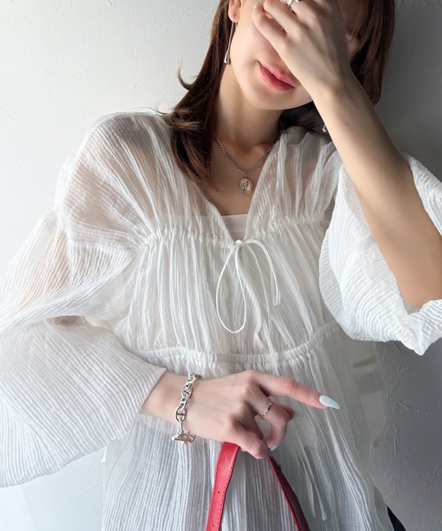 classicalelf(クラシカルエルフ)の「大人のふんわり涼しげスタイル。2wayドロストチュニック(ブラウス)(シャツ/ブラウス・レディース・ピンクベージュ/ブラック/ミント/オフホワイト・X-LARGE/SMALL/MEDIUM/LARGE)」の21枚目の写真