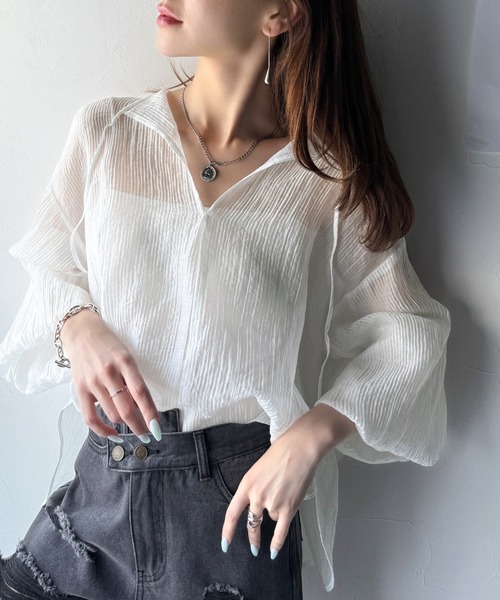 classicalelf(クラシカルエルフ)の「大人のふんわり涼しげスタイル。2wayドロストチュニック(ブラウス)(シャツ/ブラウス・レディース・ピンクベージュ/ブラック/ミント/オフホワイト・X-LARGE/SMALL/MEDIUM/LARGE)」の19枚目の写真
