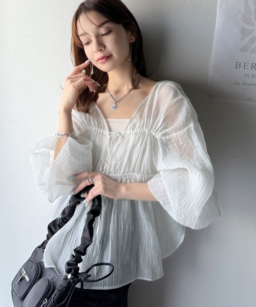 classicalelf(クラシカルエルフ)の「大人のふんわり涼しげスタイル。2wayドロストチュニック(ブラウス)(シャツ/ブラウス・レディース・ピンクベージュ/ブラック/ミント/オフホワイト・X-LARGE/SMALL/MEDIUM/LARGE)」の22枚目の写真