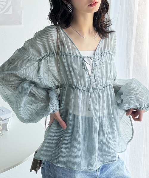 classicalelf(クラシカルエルフ)の「大人のふんわり涼しげスタイル。2wayドロストチュニック(ブラウス)(シャツ/ブラウス・レディース・ピンクベージュ/ブラック/ミント/オフホワイト・X-LARGE/SMALL/MEDIUM/LARGE)」の8枚目の写真