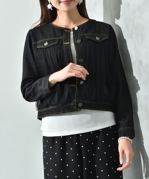 INTER FACTORY ノーカラージャケット ブラック trim_ofkss_itemfce5deba8d0611e