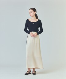 ロゴ刺繍リブトップ