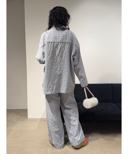 emmi（エミ）の「セミシアーパジャマライクシャツ（シャツ/ブラウス・レディース・ライトブルー/グレー・FREE）」の18枚目の写真