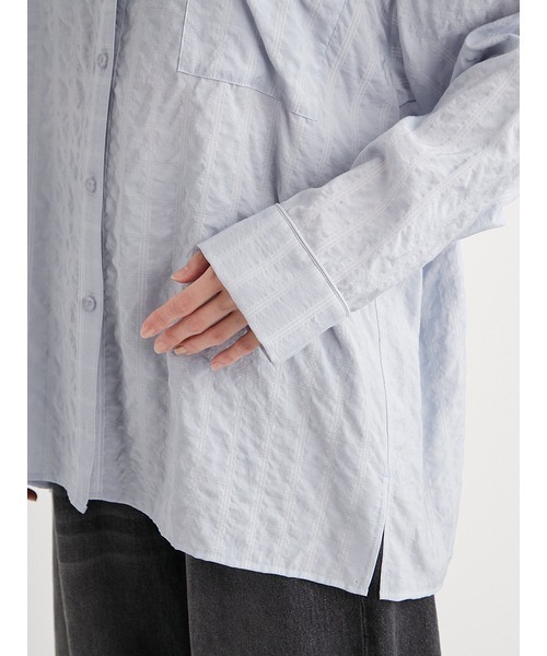 emmi（エミ）の「セミシアーパジャマライクシャツ（シャツ/ブラウス・レディース・ライトブルー/グレー・FREE）」の10枚目の写真