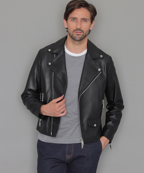 【Weather proofed Leather】レザーダブルライダースジャケット（ブルゾン）｜MACKINTOSH LONDON（マッキントッシュ ロンドン）