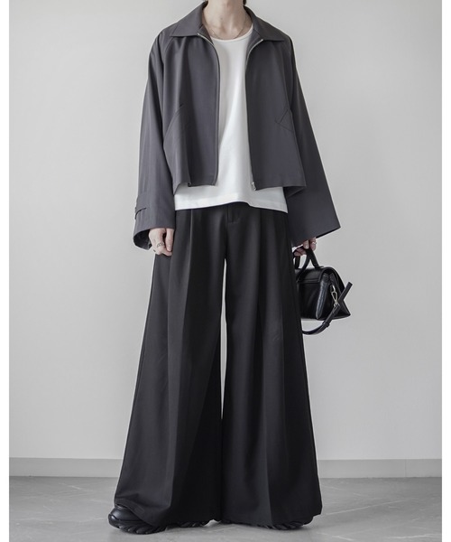 ELLUV/エルヴ】オーバーカフス ショートジップブルゾン（ブルゾン