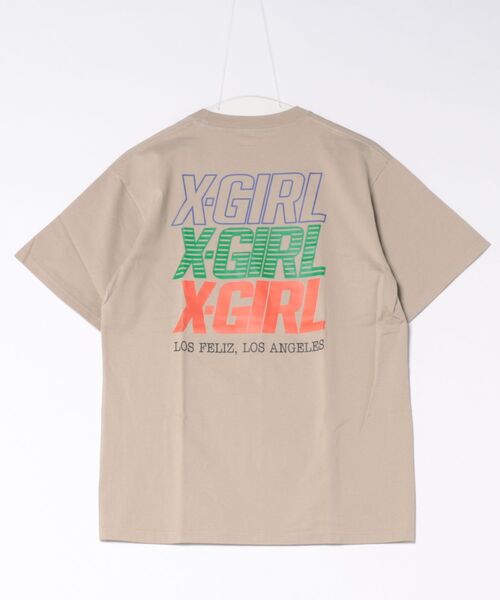 X-girl(エックスガール)の「X-GIRL/エックスガール TRIPLE LOGO S/S TEE Tシャツ 105251011032(Tシャツ/カットソー・レディース・ブラック/ベージュ/ホワイト・M/L)」の7枚目の写真