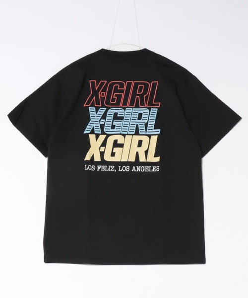 X-girl(エックスガール)の「X-GIRL/エックスガール TRIPLE LOGO S/S TEE Tシャツ 105251011032(Tシャツ/カットソー・レディース・ブラック/ベージュ/ホワイト・M/L)」の2枚目の写真