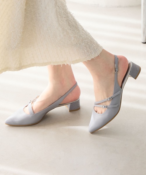 HIMIKO(ヒミコ)の「【Made in Japan】【HIMIKO】【撥水】ダブルベルトスリングバックパンプス/651506(パンプス・レディース・ブルー/プラチナム/ブラック・25.5cm/23.0cm/21.5cm/25.0cm/24.5cm/24.0cm/23.5cm/22.5cm/22.0cm)」の1枚目の写真