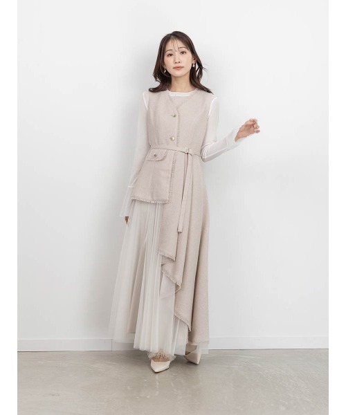 4サイズ展開】チュールレイヤードジャケットワンピース