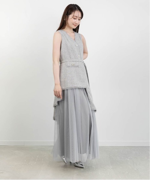 RANDA（ランダ）の「【4サイズ展開】チュールレイヤードジャケットワンピース（ワンピース・レディース・グレー/クリーム/ダークグレー/ベージュ・1/0/00/2）」の20枚目の写真