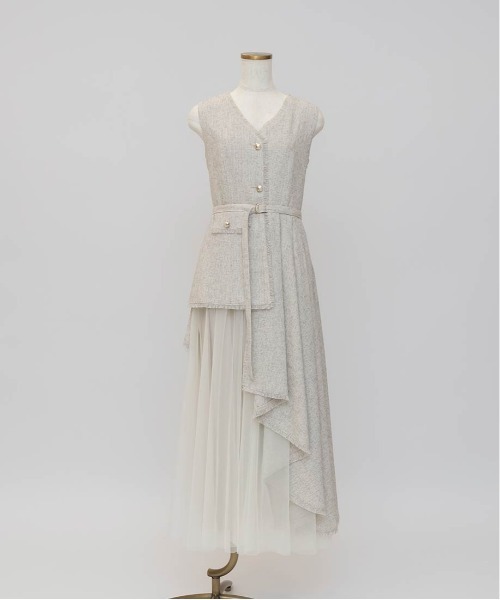 RANDA（ランダ）の「【4サイズ展開】チュールレイヤードジャケットワンピース（ワンピース・レディース・グレー/クリーム/ダークグレー/ベージュ・1/0/00/2）」の21枚目の写真