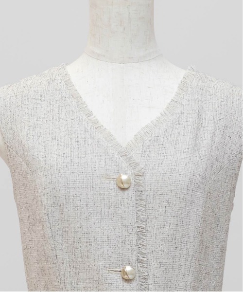 RANDA（ランダ）の「【4サイズ展開】チュールレイヤードジャケットワンピース（ワンピース・レディース・グレー/クリーム/ダークグレー/ベージュ・1/0/00/2）」の12枚目の写真