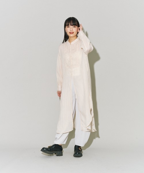 セール】フラッフィーガーゼシャツワンピース（ワンピース